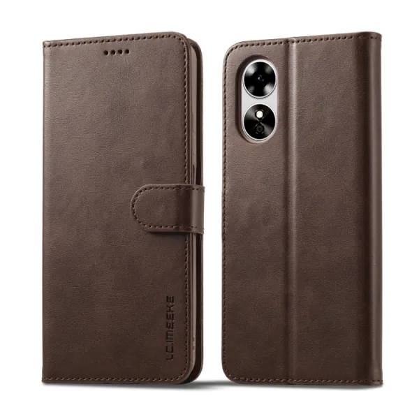 IMEEKE Peňaženkový obal pre Oppo A78 5G tmavohnedý