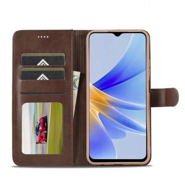 IMEEKE Peňaženkový obal pre Oppo A78 5G tmavohnedý