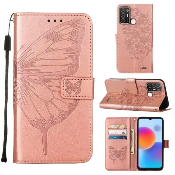 ART BUTTERFLY Peňaženkový kryt ZTE Blade A52 ružový