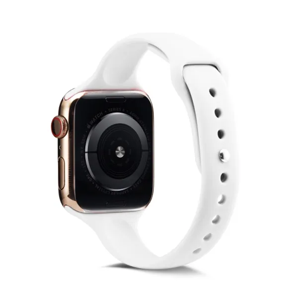 THIN Silikónový remienok Apple Watch 9 / 8 / 7 (41mm) / 6 / SE / 5 / 4 (40mm) / 3 / 2 / 1 (38mm) WHITE