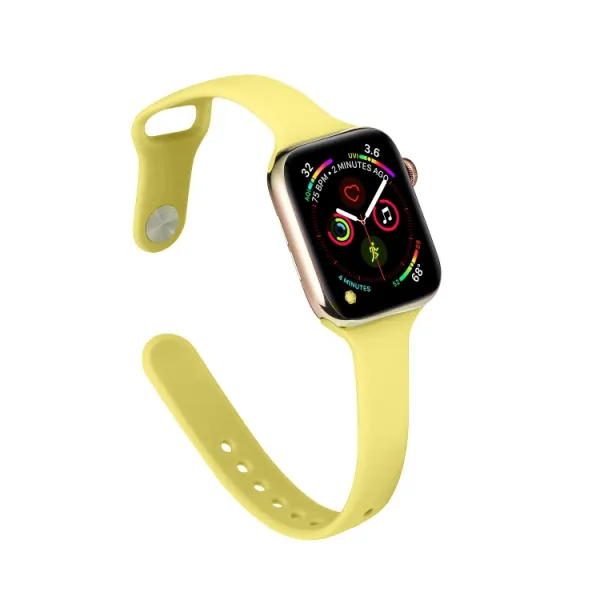 THIN Silikónový remienok Apple Watch 9 / 8 / 7 (41mm) / 6 / SE / 5 / 4 (40mm) / 3 / 2 / 1 (38mm) YELLOW