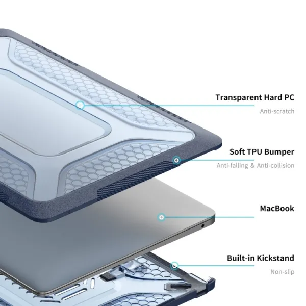 ENKAY RUGGED Ochranný set pre Apple Macbook Air 13 A2179 / A2337 modrý