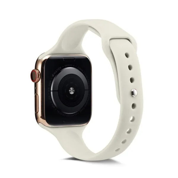 THIN Silikónový remienok Apple Watch 9 / 8 / 7 (41mm) / 6 / SE / 5 / 4 (40mm) / 3 / 2 / 1 (38mm) CREAMY WHITE
