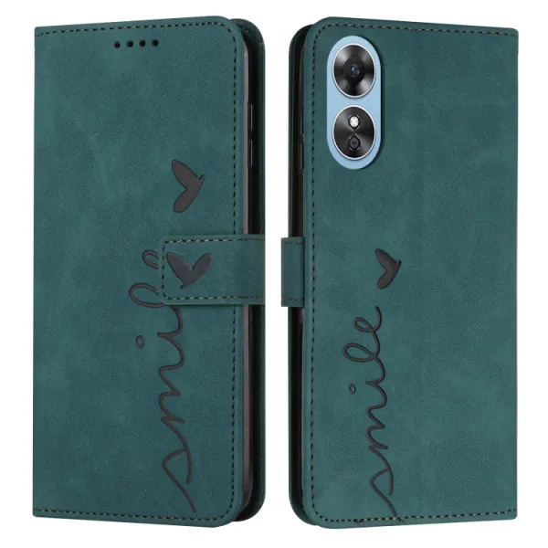 ART SMILE Peňaženkový kryt so šnúrkou Oppo A17 zelený