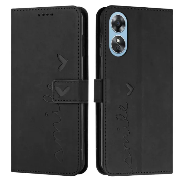 ART SMILE Peňaženkový kryt so šnúrkou Oppo A17 čierny