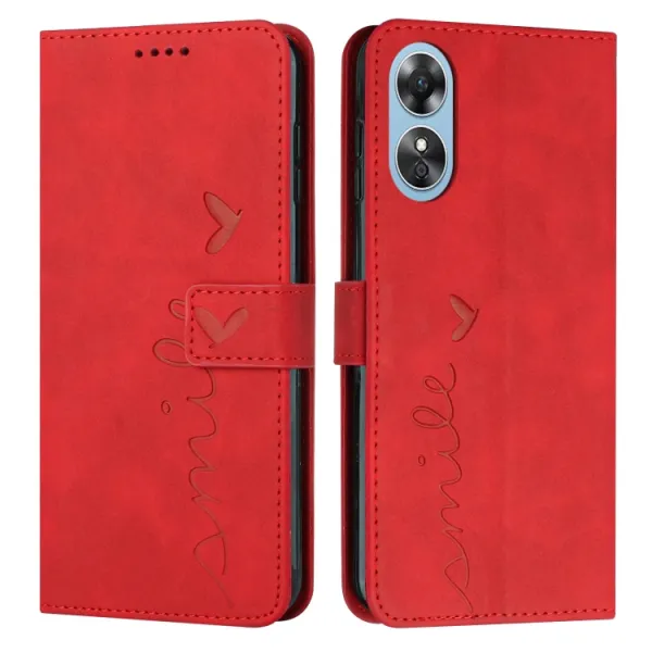 ART SMILE Peňaženkový kryt so šnúrkou Oppo A17 červený