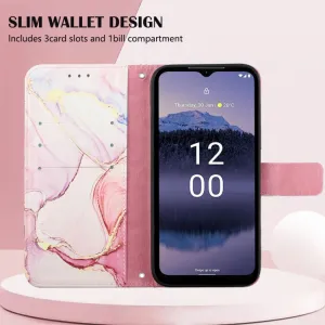 ART MARBLE Peňaženkový kryt Nokia G11 Plus ROSE GOLD