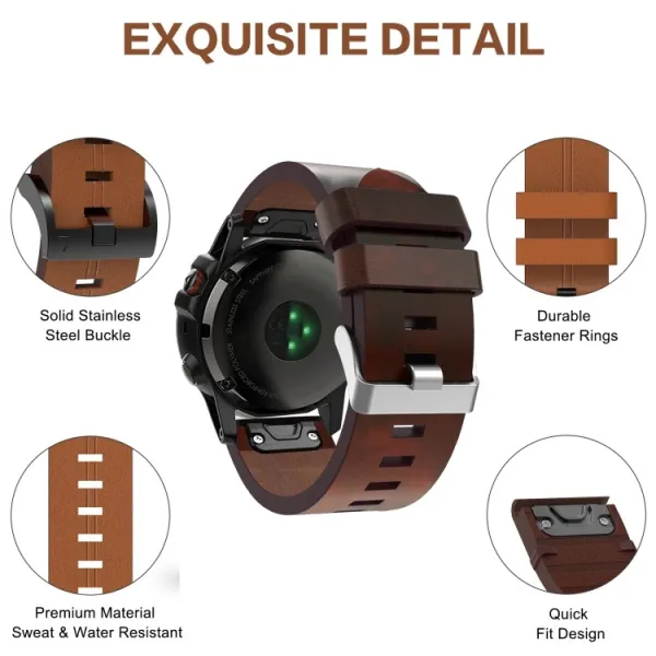 LEATHER Kožený remienok Garmin Enduro 2 / Tactix 7 čierny