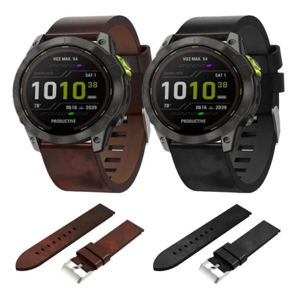 LEATHER Kožený remienok Garmin Enduro 2 / Tactix 7 čierny