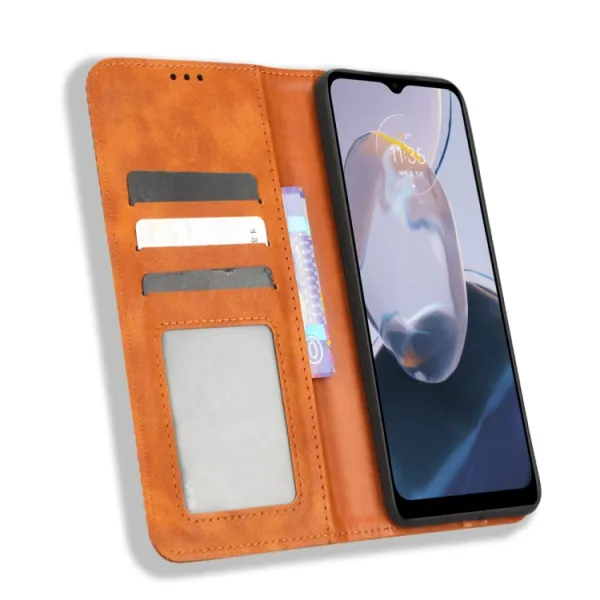 BUSINESS Peňaženkový kryt pre Motorola Moto E22 / E22i hnedý