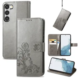 ART FLOWERS Peňaženkový kryt Samsung Galaxy S23 Plus 5G šedý