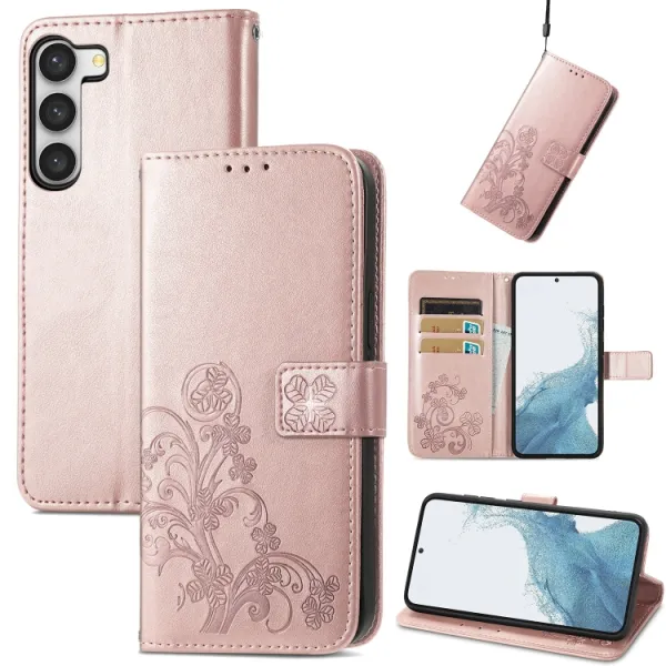ART FLOWERS Peňaženkový kryt Samsung Galaxy S23 Plus 5G svetloružový