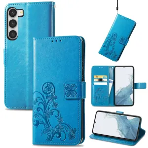 ART FLOWERS Peňaženkový kryt Samsung Galaxy S23 Plus 5G modrý