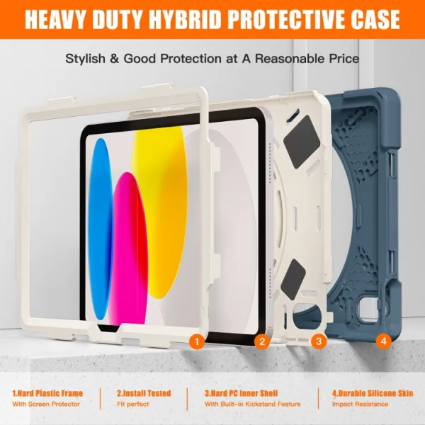 SOLID Odolný kryt pre Apple iPad (A16) 2025 / iPad 2022 GREY-BLUE