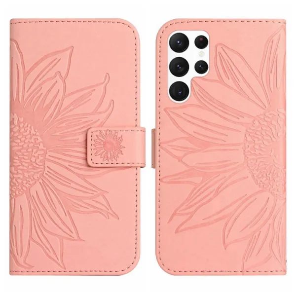 ART SUNFLOWER Peňaženkové puzdro s remienkom Samsung Galaxy S23 Ultra 5G ružové