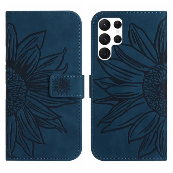 ART SUNFLOWER Peňaženkové puzdro s remienkom Samsung Galaxy S23 Ultra 5G modré