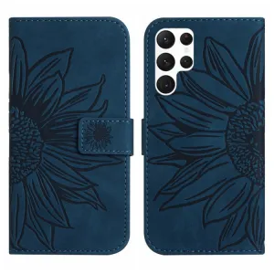 ART SUNFLOWER Peňaženkové puzdro s remienkom Samsung Galaxy S23 Ultra 5G modré