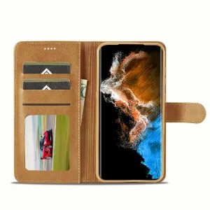 IMEEKE Peňaženkový obal Samsung Galaxy S23 Plus 5G svetlohnedý