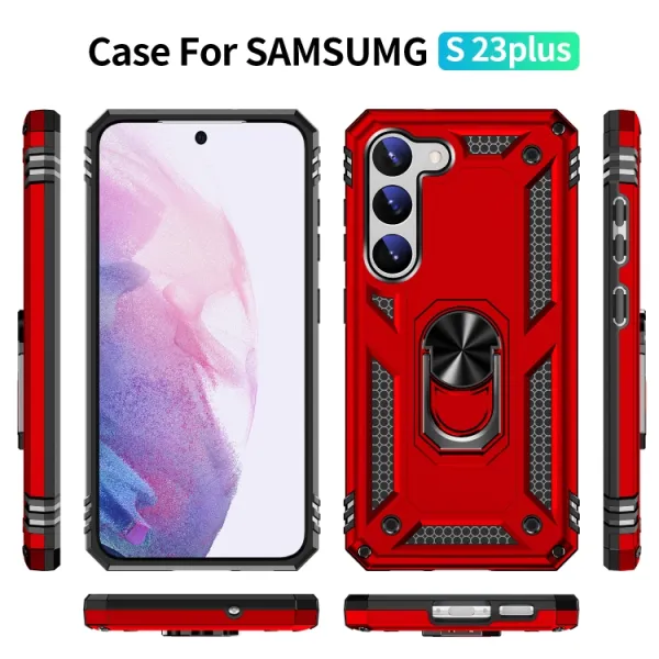 RING Obal s držiakom pre Samsung Galaxy S23 Plus 5G červený