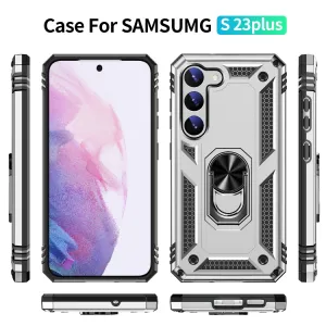 RING Obal s držiakom pre Samsung Galaxy S23 Plus 5G strieborný