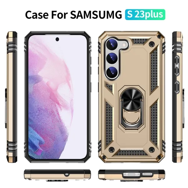 RING Obal s držiakom pre Samsung Galaxy S23 Plus 5G zlatý
