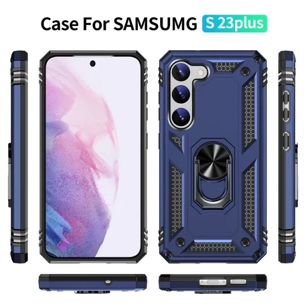 RING Obal s držiakom pre Samsung Galaxy S23 Plus 5G modrý