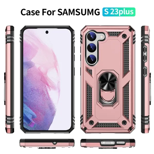 RING Obal s držiakom pre Samsung Galaxy S23 Plus 5G ružový