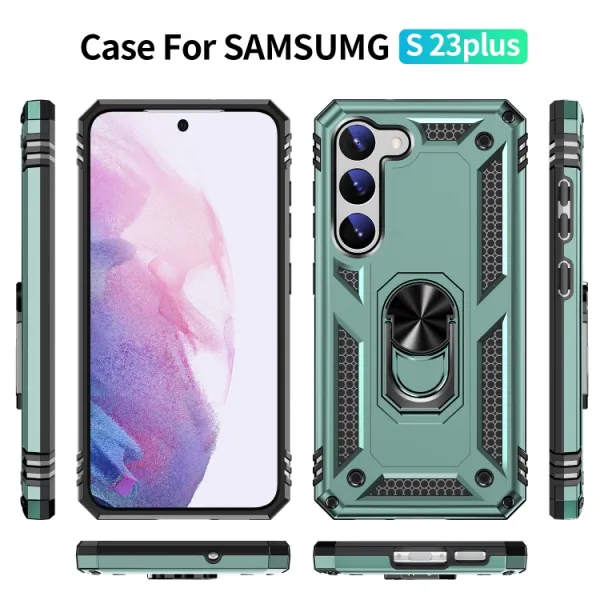 RING Obal s držiakom pre Samsung Galaxy S23 Plus 5G zelený