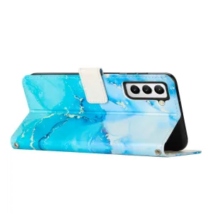 ART MARBLE Peňaženkový kryt s remienkom Samsung Galaxy S23 Plus 5G BLUE
