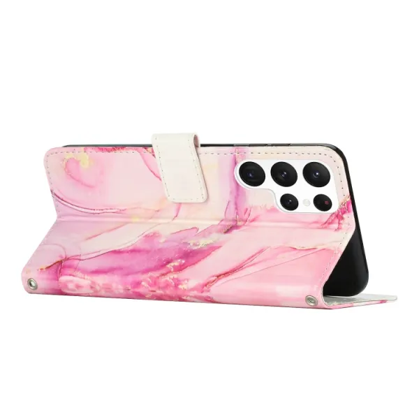 ART MARBLE Peňaženkový kryt s remienkom Samsung Galaxy S23 Ultra 5G ROSE GOLD