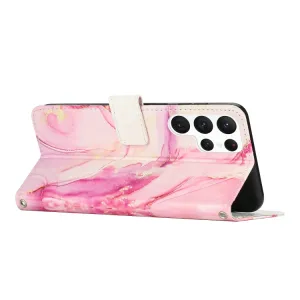 ART MARBLE Peňaženkový kryt s remienkom Samsung Galaxy S23 Ultra 5G ROSE GOLD