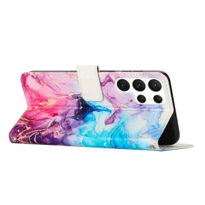 ART MARBLE Peňaženkový kryt s remienkom Samsung Galaxy S23 Ultra 5G BLUE PURPLE