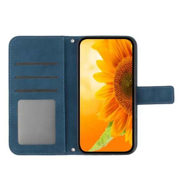 ART SUNFLOWER Peňaženkový obal so šnúrkou pre Google Pixel 8a modrý