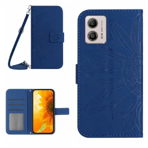 ART SUNFLOWER Peňaženkové puzdro s remienkom Motorola Moto G53 5G modré