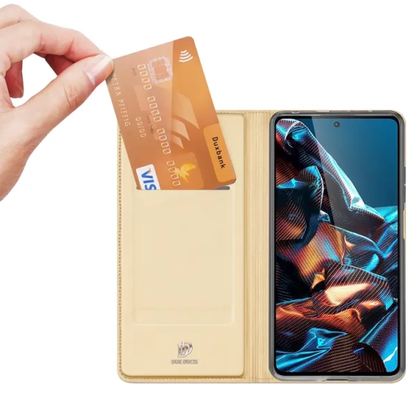 DUX Peňaženkový kryt Xiaomi Poco X5 Pro 5G zlatý