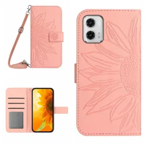 ART SUNFLOWER Peňaženkové puzdro s remienkom Motorola Moto G73 5G ružové