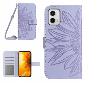 ART SUNFLOWER Peňaženkové puzdro s remienkom Motorola Moto G73 5G fialové