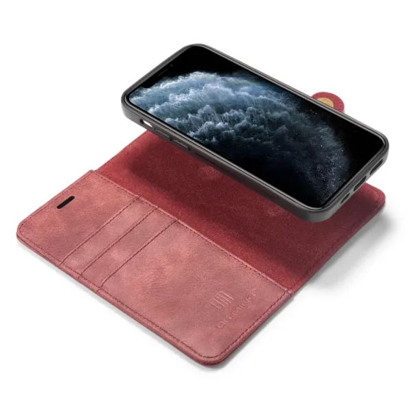 DG.MING Peňaženkový obal 2v1 pre Apple iPhone 12 / iPhone 12 Pro červený