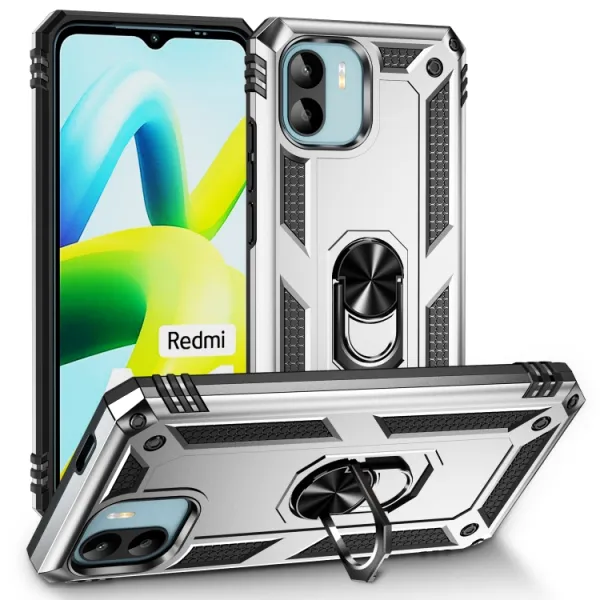 RING Obal s držiakom pre Xiaomi Redmi A1 / Redmi A2 strieborný