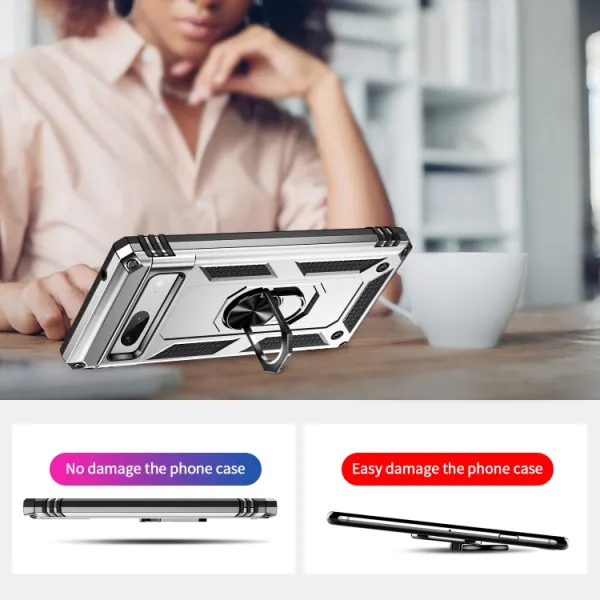 RING Obal s držiakom pre Google Pixel 7a strieborný