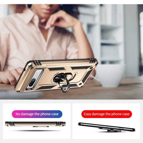 RING Obal s držiakom pre Google Pixel 7a zlatý