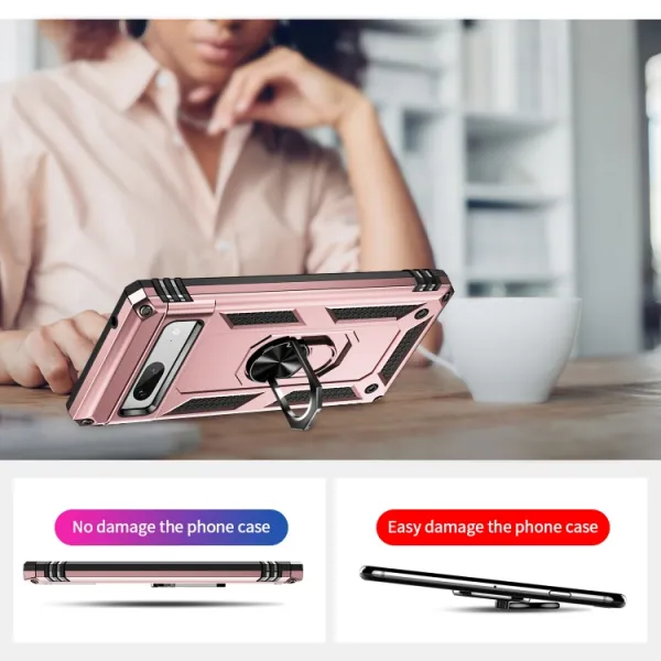RING Obal s držiakom pre Google Pixel 7a ružový