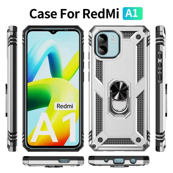 RING Obal s držiakom pre Xiaomi Redmi A1 / Redmi A2 strieborný