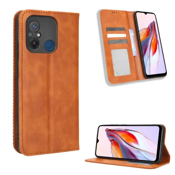 BUSINESS Peňaženkový kryt pre Xiaomi Redmi 12C hnedý