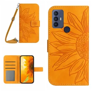 ART SUNFLOWER Peňaženkové puzdro s remienkom TCL 30 SE žlté