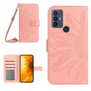 ART SUNFLOWER Peňaženkové puzdro s remienkom TCL 30 SE ružové