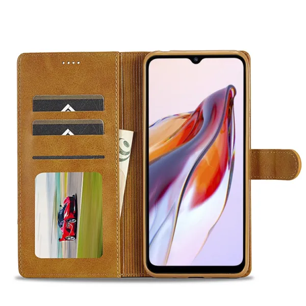 IMEEKE Peňaženkový obal Xiaomi Redmi 12C svetlohnedý