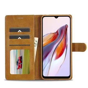 IMEEKE Peňaženkový obal Xiaomi Redmi 12C svetlohnedý
