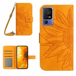 ART SUNFLOWER Peňaženkové puzdro s remienkom TCL 40SE žlté