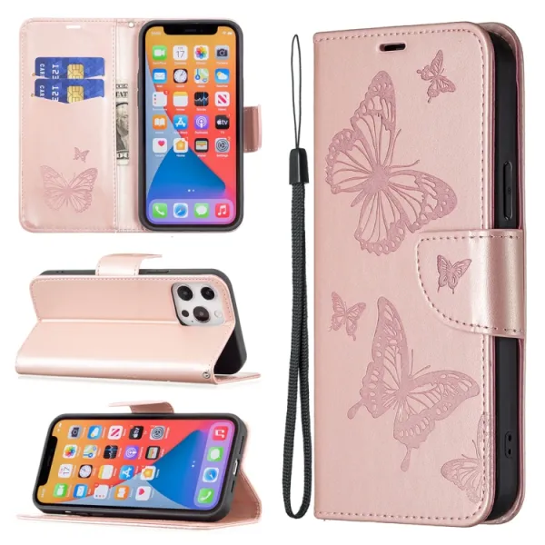 ART Peňaženkový kryt Xiaomi 13 Lite BUTTERFLIES ružovozlatý